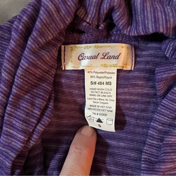 Casual Land Sleeveless Stripe Deco Button Shawl Vest Purple S - Picture 10 of 11